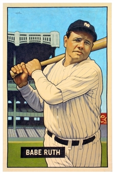 "A Baseball Card That Never Was: Babe Ruth (1951 Bowman)" - Canvas Artwork 40x26 by Arthur Miller